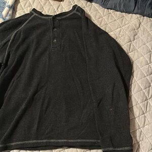 Black Long Sleeve Henley Shirt